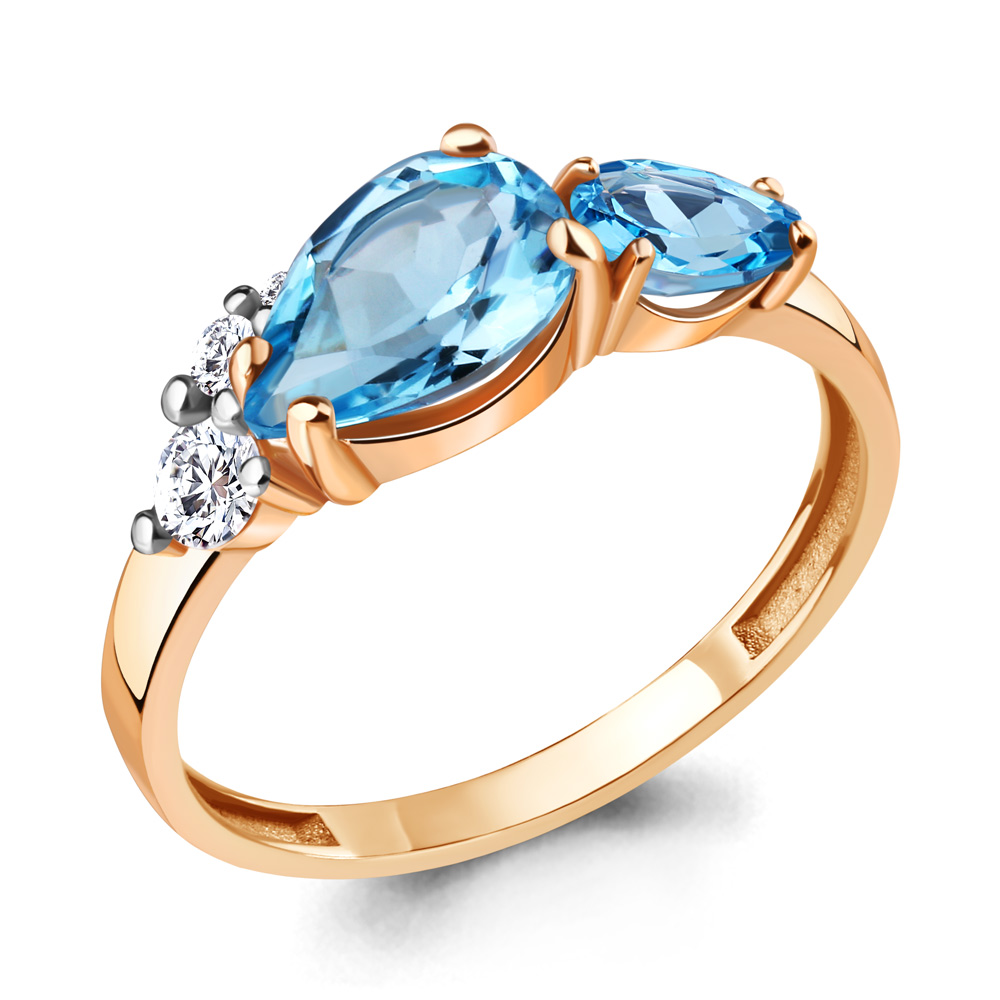 

Кольцо из серебра с топазом\фианитом Aquamarine Aquamarine 6934505А_925_з р, 6934505А_925_з