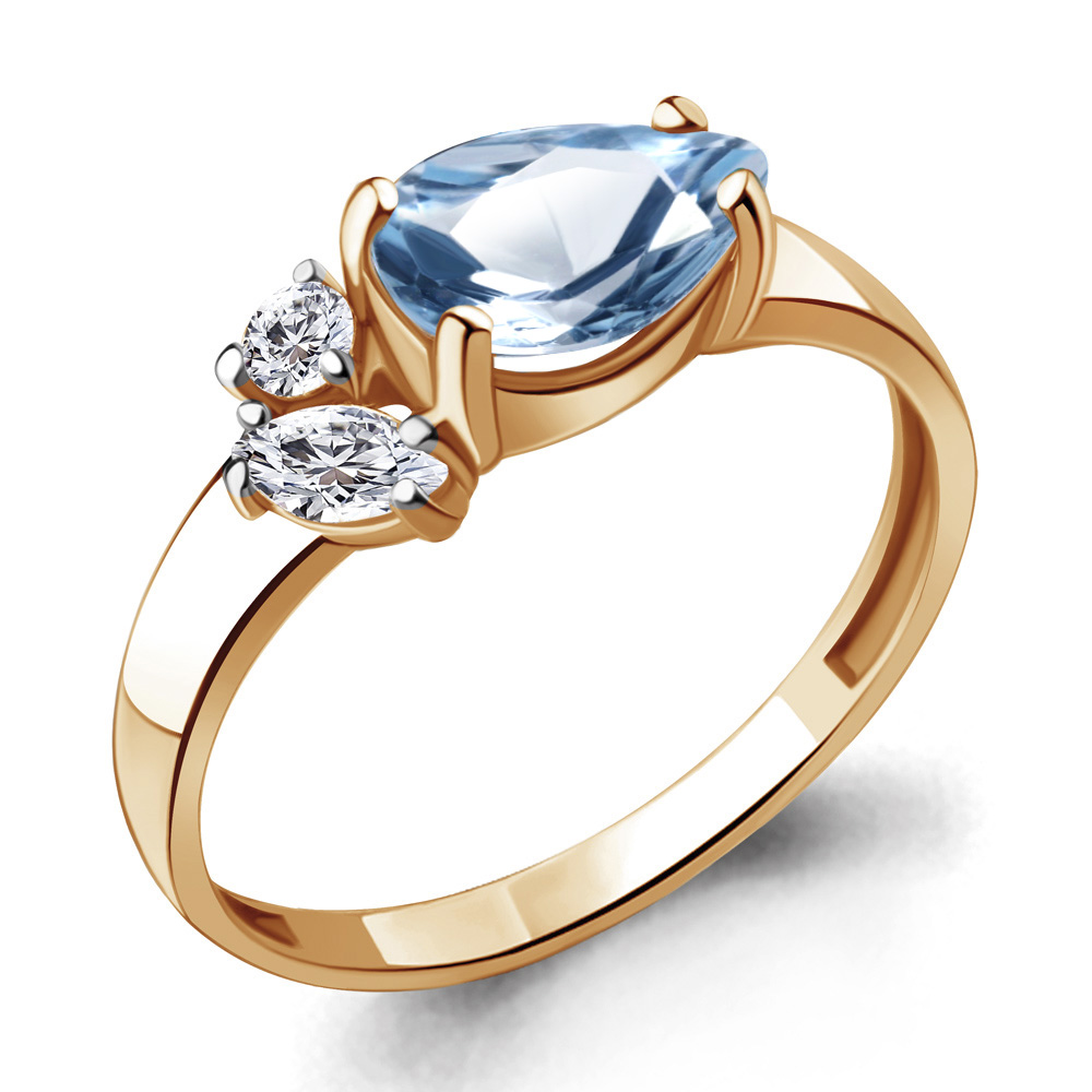 

Кольцо из серебра с топазом\фианитом Aquamarine Aquamarine 6934205А_925_з р, 6934205А_925_з