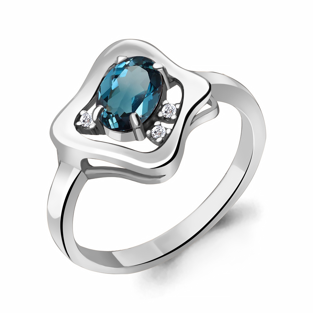 

Кольцо из серебра с топазом\фианитом Aquamarine Aquamarine 6932808А_925_р р, 6932808А_925_р