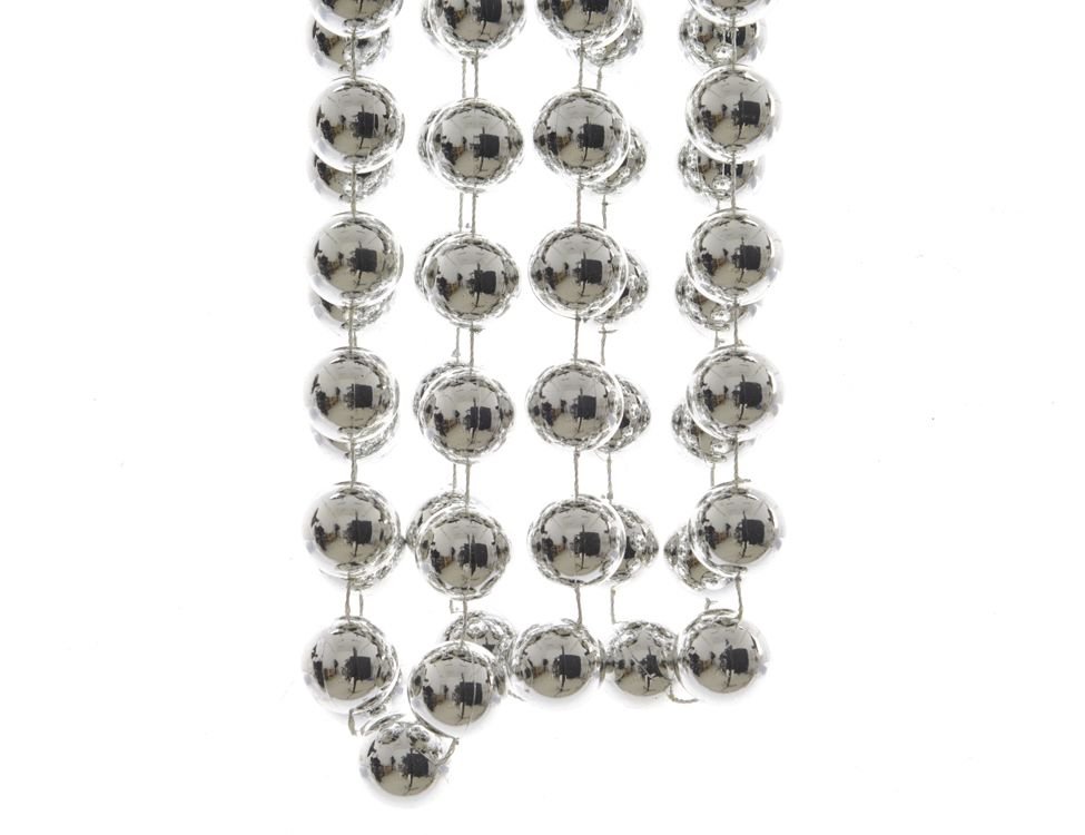 БУСЫ пластиковые ГИГАНТ, цвет: серебряный, 20 мм, 2,7 м, Winter Deco