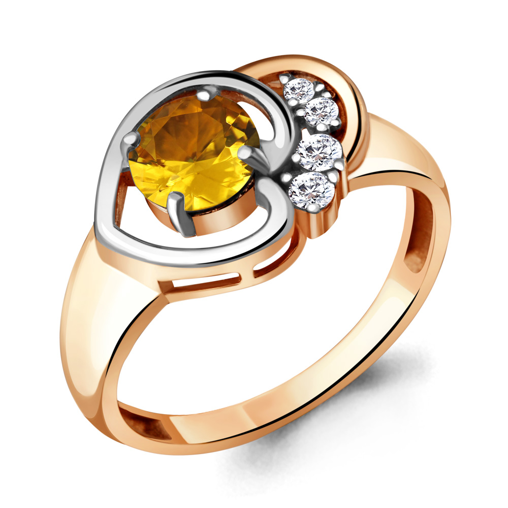 Кольцо из серебра с цитрином\фианитом Aquamarine Aquamarine 6932506А_925_з р. 18,5
