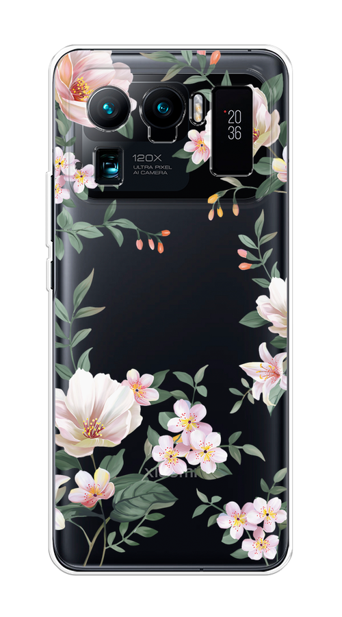 

Чехол на Xiaomi Mi 11 Ultra "Beautiful white flowers", Бежевый;зеленый, 310450-1