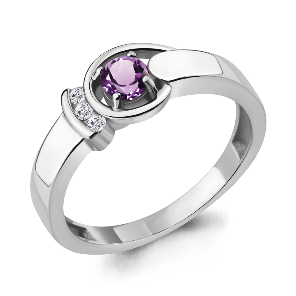 

Кольцо из серебра с аметистом\фианитом Aquamarine Aquamarine 6932204А_925_р р, 6932204А_925_р