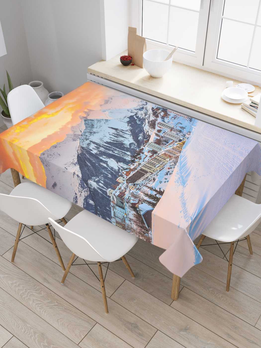 

Скатерть прямоугольная JoyArty "На лыжах в город" из оксфорда, 180x145 см, Оранжевый, На лыжах в город