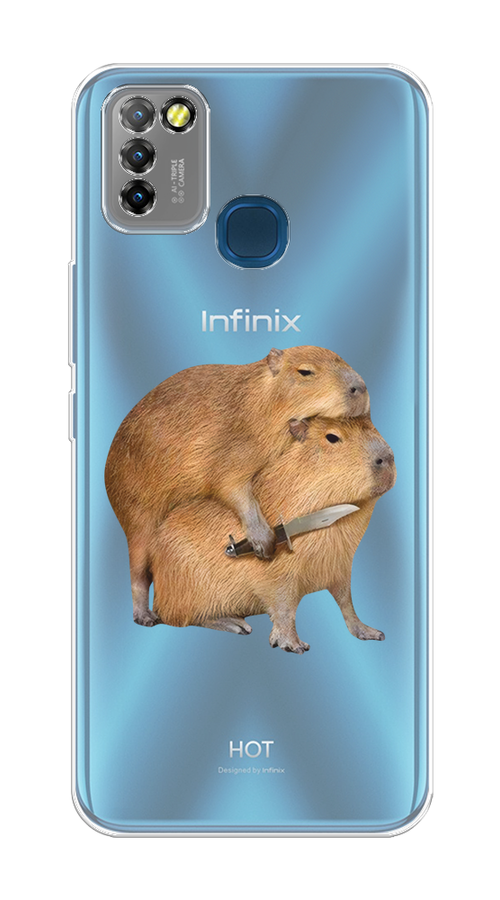 

Чехол на Infinix HOT 10 Lite "Капибара с ножом", Бежевый, 3100350-1