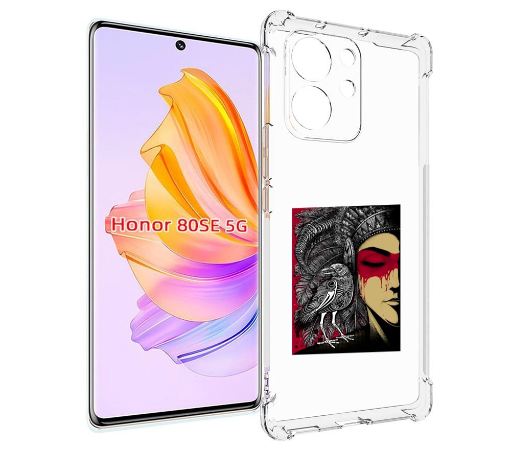 

Чехол MyPads девушка с вороном в абстракции для Honor 80 SE, Прозрачный, Tocco