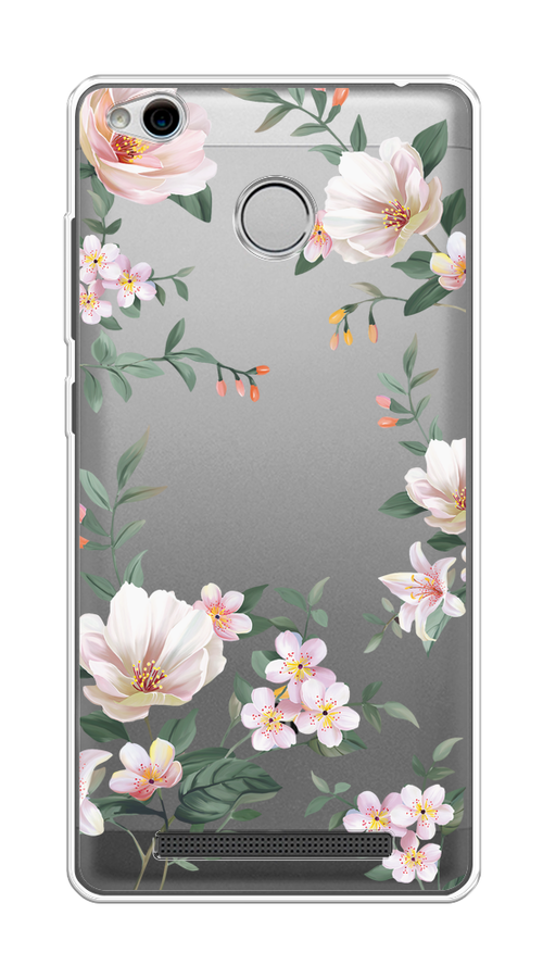 

Чехол на Xiaomi Redmi 3 Pro (3S) "Beautiful white flowers", Бежевый;зеленый, 30950-1