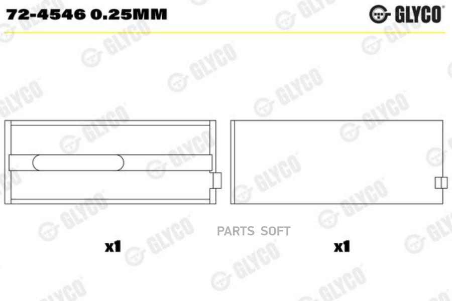 Вклад.Корен.+0,25 [Пара] Iveco Eurocargo 8040.25,45 8060.25,45 Glyco арт. 72-4546 0.25MM