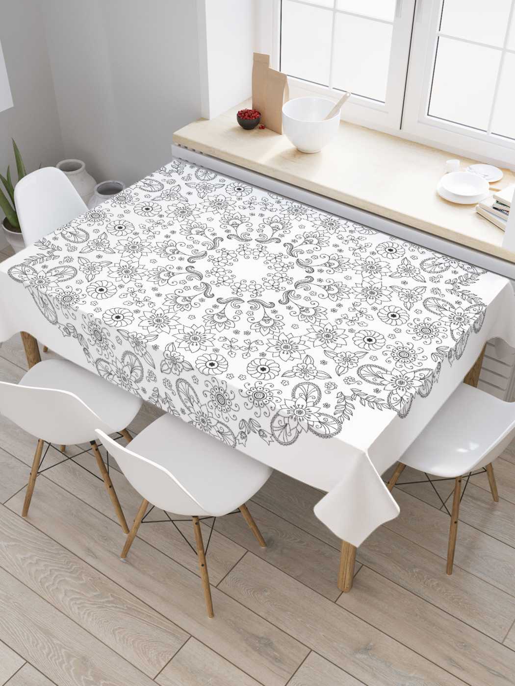 

Скатерть прямоугольная JoyArty "Удивительный рисунок" из оксфорда, 180x145 см, Серый, Удивительный рисунок