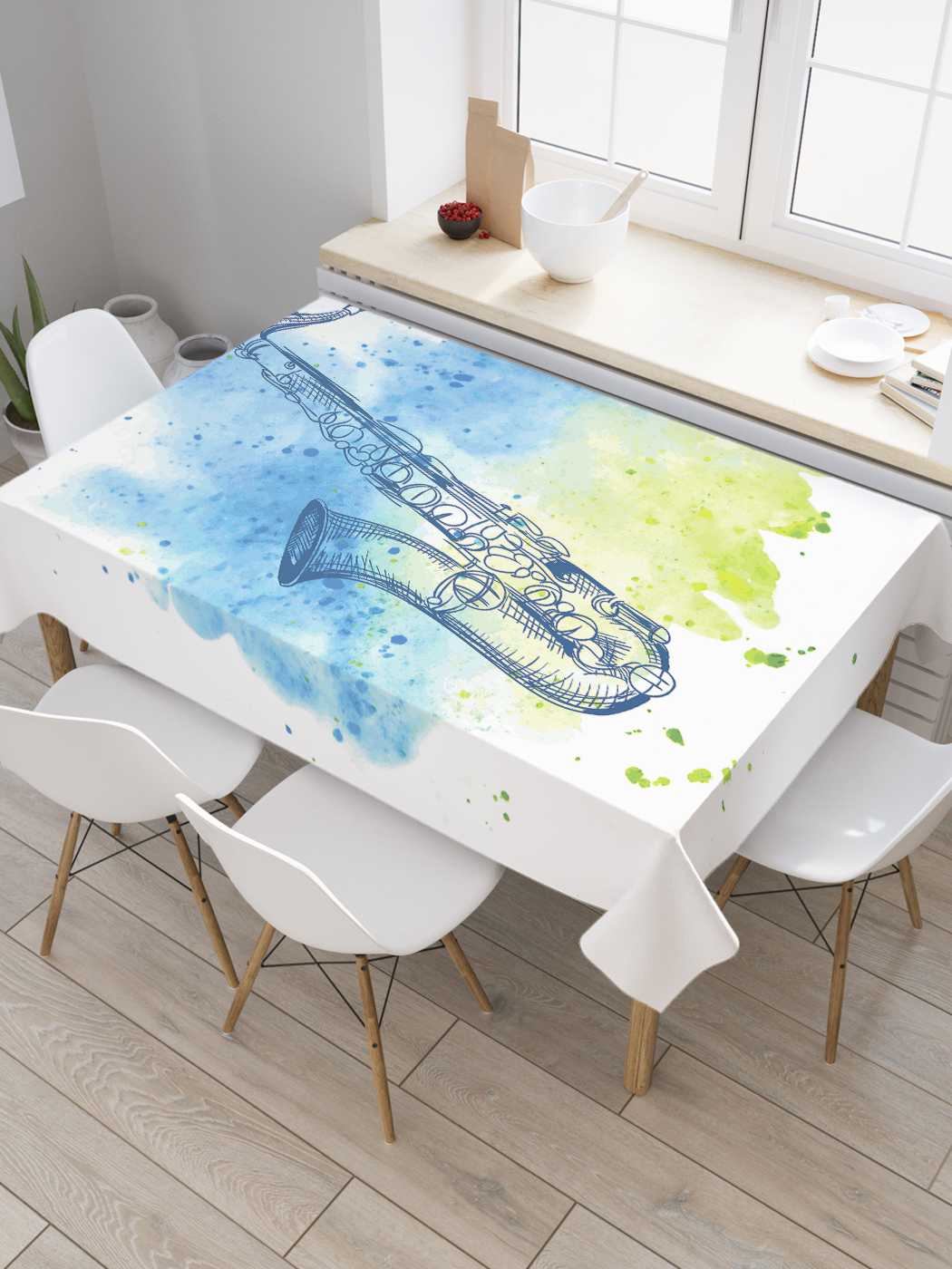 

Скатерть прямоугольная JoyArty "Красочная музыка" из оксфорда, 180x145 см, Зеленый, Красочная музыка