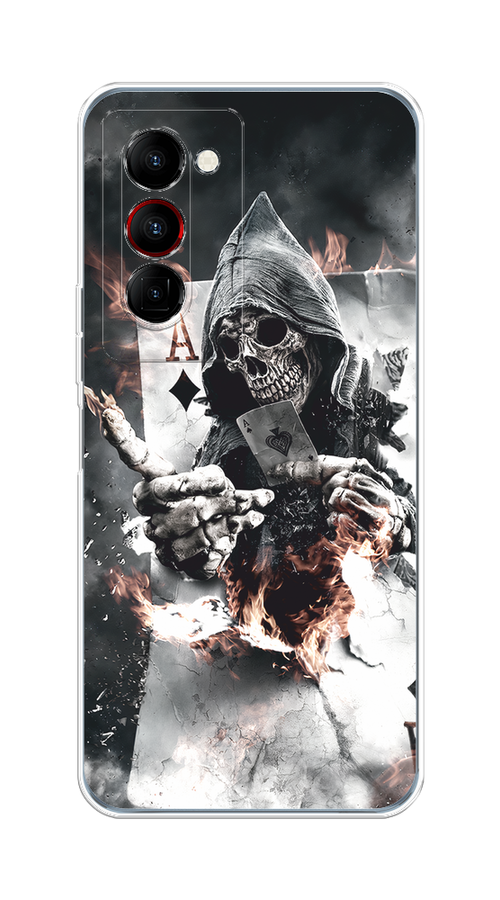 

Чехол на Tecno Camon 18 Premier "Карты черепа в капюшоне", Белый;серый, 300850-1