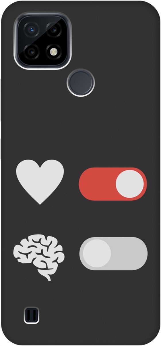 

Матовый чехол на realme C21 "Brain Off W" черный, Черный;белый, 8585