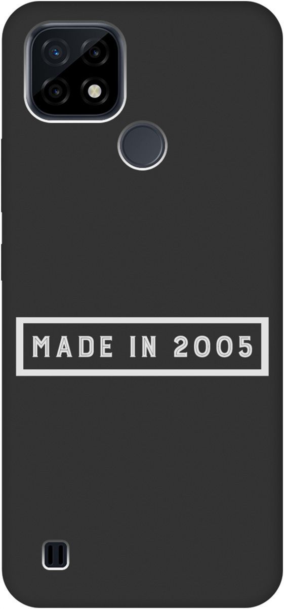 

Матовый Soft Touch силиконовый чехол на realme C21 "2005 W" черный, Черный;белый, 8585
