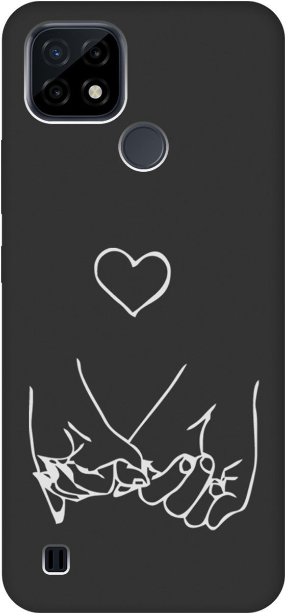 

Матовый чехол на realme C21 "Lovers Hands W" черный, Черный;белый, 8585