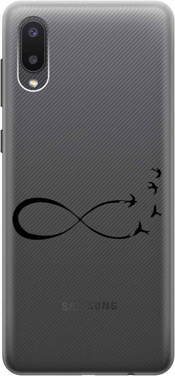 

Силиконовый чехол на Samsung Galaxy A02 "Infinity" прозрачный, Прозрачный;черный, 5342