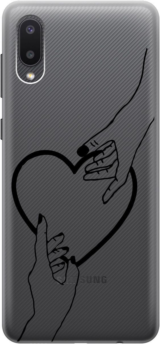 

Силиконовый чехол на Samsung Galaxy A02 "Hands" прозрачный, Прозрачный;черный, 5342