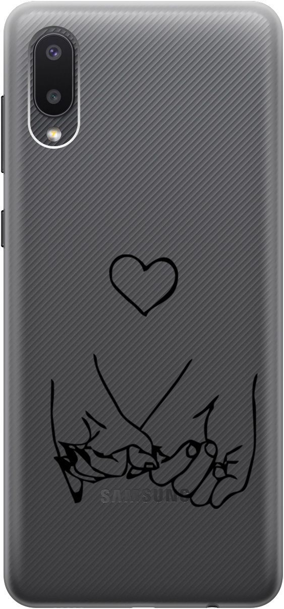 

Силиконовый чехол на Samsung Galaxy A02 "Lovers Hands" прозрачный, Прозрачный;черный, 5342