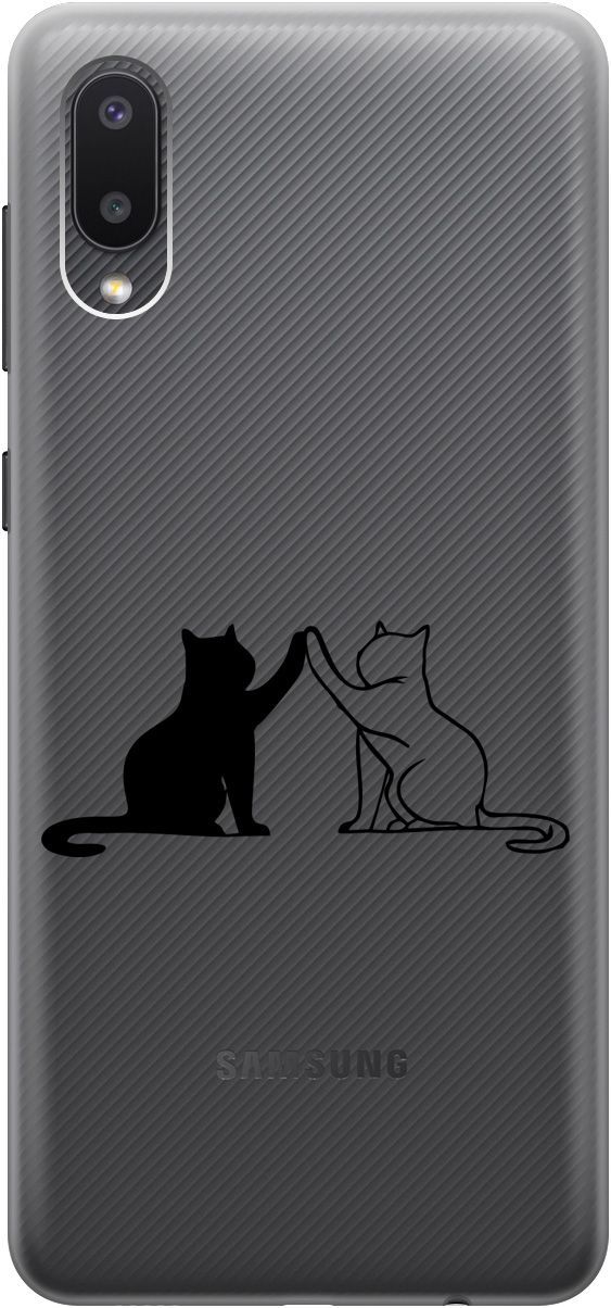 

Силиконовый чехол на Samsung Galaxy A02 "Cats" прозрачный, Прозрачный;черный, 5342