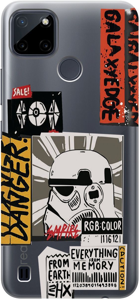 

Силиконовый чехол на Realme C21Y "Stormtrooper Stickers" прозрачный, Прозрачный;белый, 5647