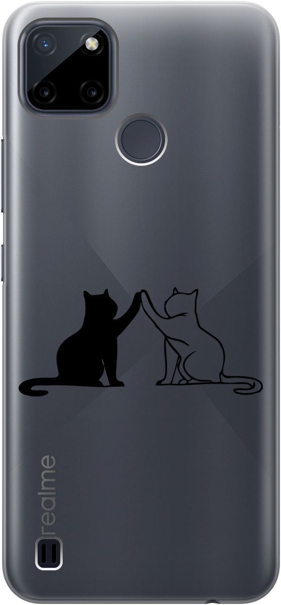 

Силиконовый чехол на Realme C21Y "Cats" прозрачный, Прозрачный;черный, 5647