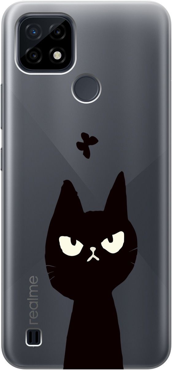 

Силиконовый чехол на realme C21 "Disgruntled Cat" прозрачный, Прозрачный;черный, 5334