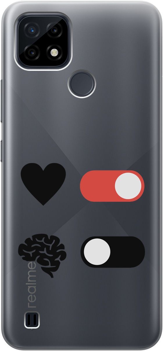 

Силиконовый чехол на realme C21 "Brain Off" прозрачный, Прозрачный;белый, 5334