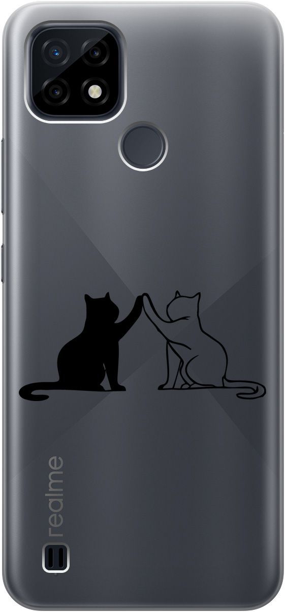 

Силиконовый чехол на realme C21 "Cats" прозрачный, Прозрачный;черный, 5334