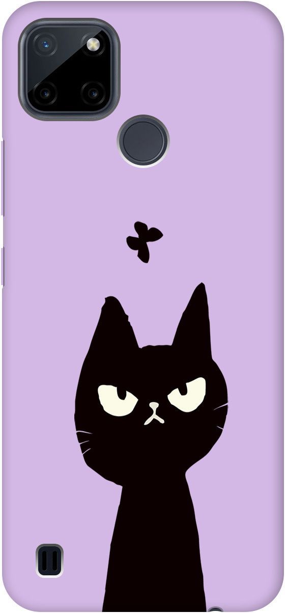 

Чехол на Realme C21Y "Disgruntled Cat" сиреневый, Фиолетовый;черный, 5649