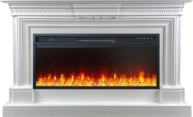 фото Каминокомплект chelsea - белый (ширина 1350 мм) с очагом vision 42 led royal flame