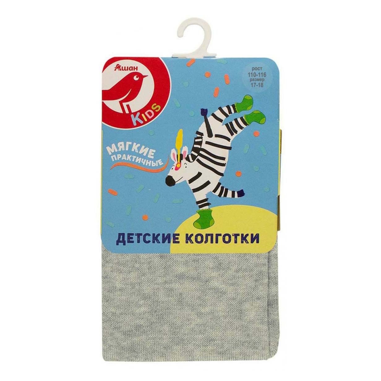

Колготки детские АШАН Красная птица серые, р.110/116, Серый, 1649082