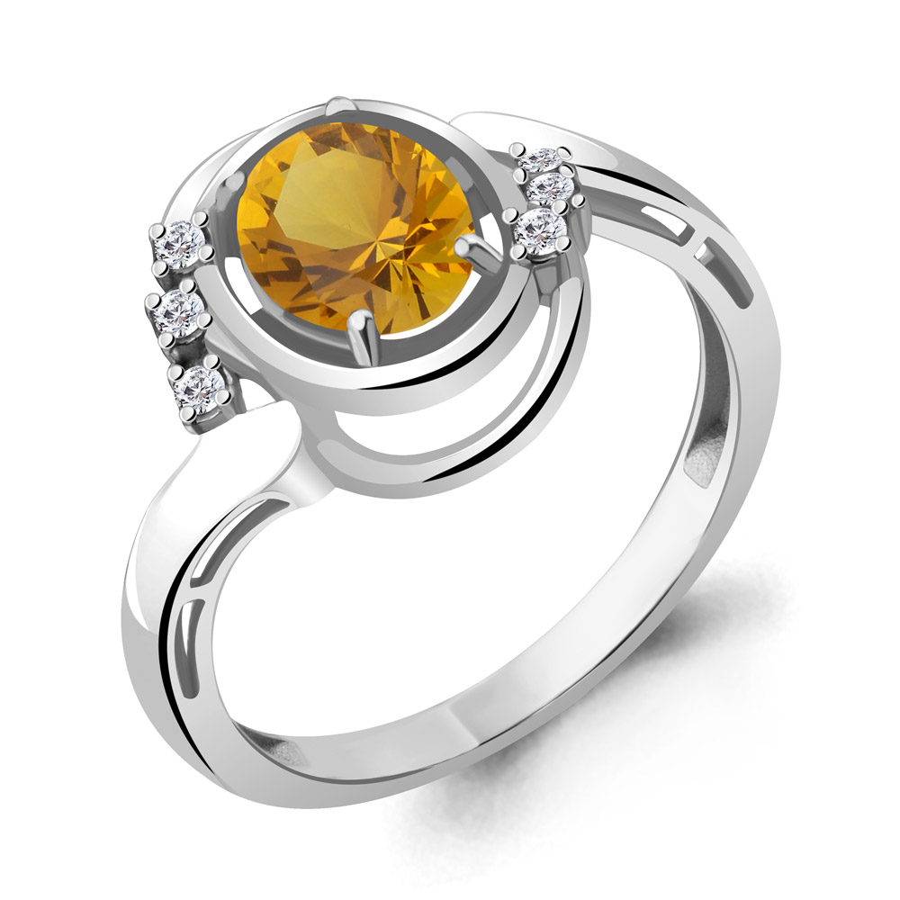 

Кольцо из серебра с цитрином\фианитом Aquamarine Aquamarine 6931906А_925_р р. 18, 6931906А_925_р
