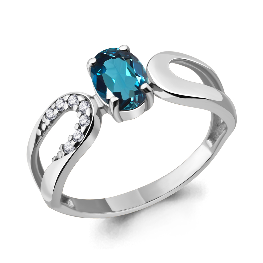 

Кольцо из серебра с топазом\фианитом Aquamarine Aquamarine 6931808А_925_р р. 16,5, 6931808А_925_р