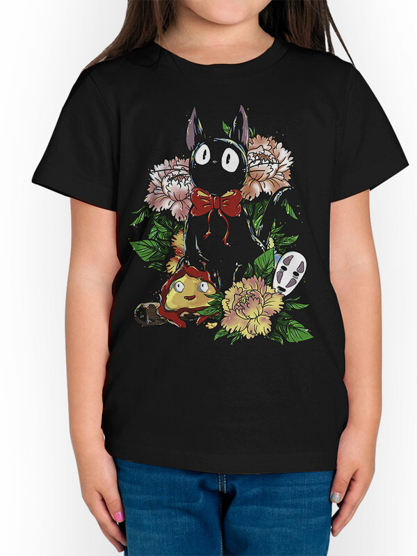 фото Футболка д/дев. dreamshirts studio аниме студия гибли - котик и кальцифер цв. черный р.146