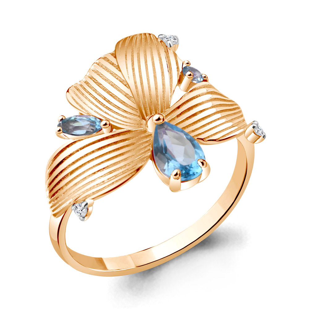 

Кольцо из серебра с топазом\фианитом Aquamarine Aquamarine 6931505А_925_з р, 6931505А_925_з