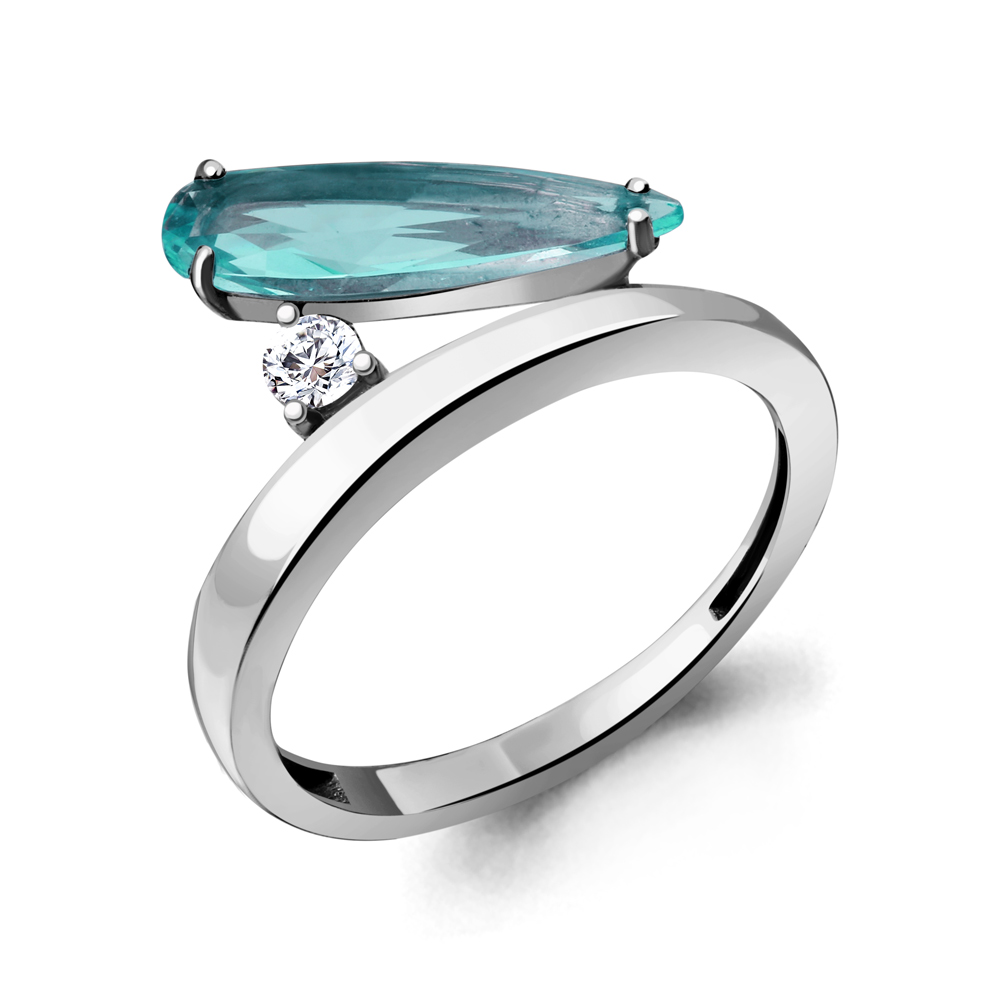 

Кольцо из серебра с фианитом Aquamarine Aquamarine 6930688А_925_р р. 17, 6930688А_925_р