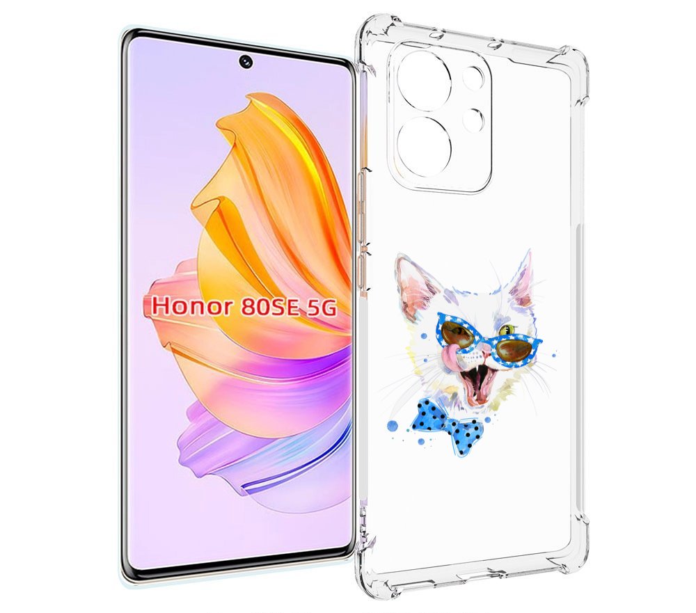 

Чехол MyPads белый кот для Honor 80 SE, Прозрачный, Tocco