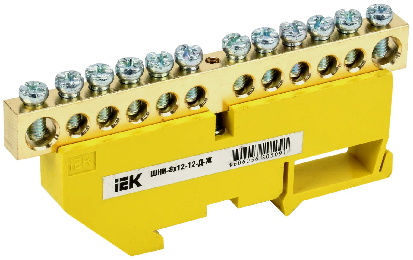 

Шина PE "земля" на DIN-изол IEK ШНИ-8х12-12-Д-Ж, 5 шт