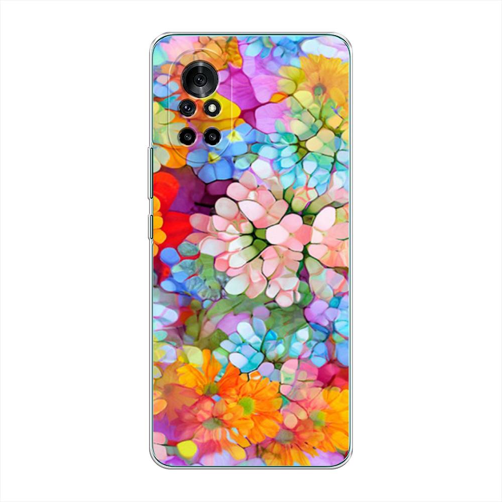 

Чехол на Honor V40 Lite "Цветы витраж", Оранжевый;розовый;голубой, 6105150-3
