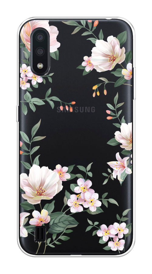 

Чехол на Samsung Galaxy A01 "Beautiful white flowers", 29550-1