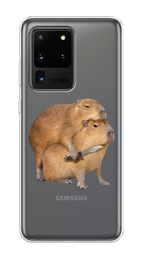 

Чехол на Samsung Galaxy S20 Ultra "Капибара с ножом", Бежевый, 29450-1
