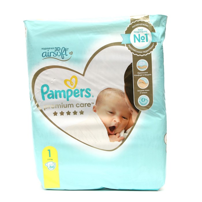 

Подгузники Pampers Premium Care, размер 1,(2-5 кг) 66 шт.