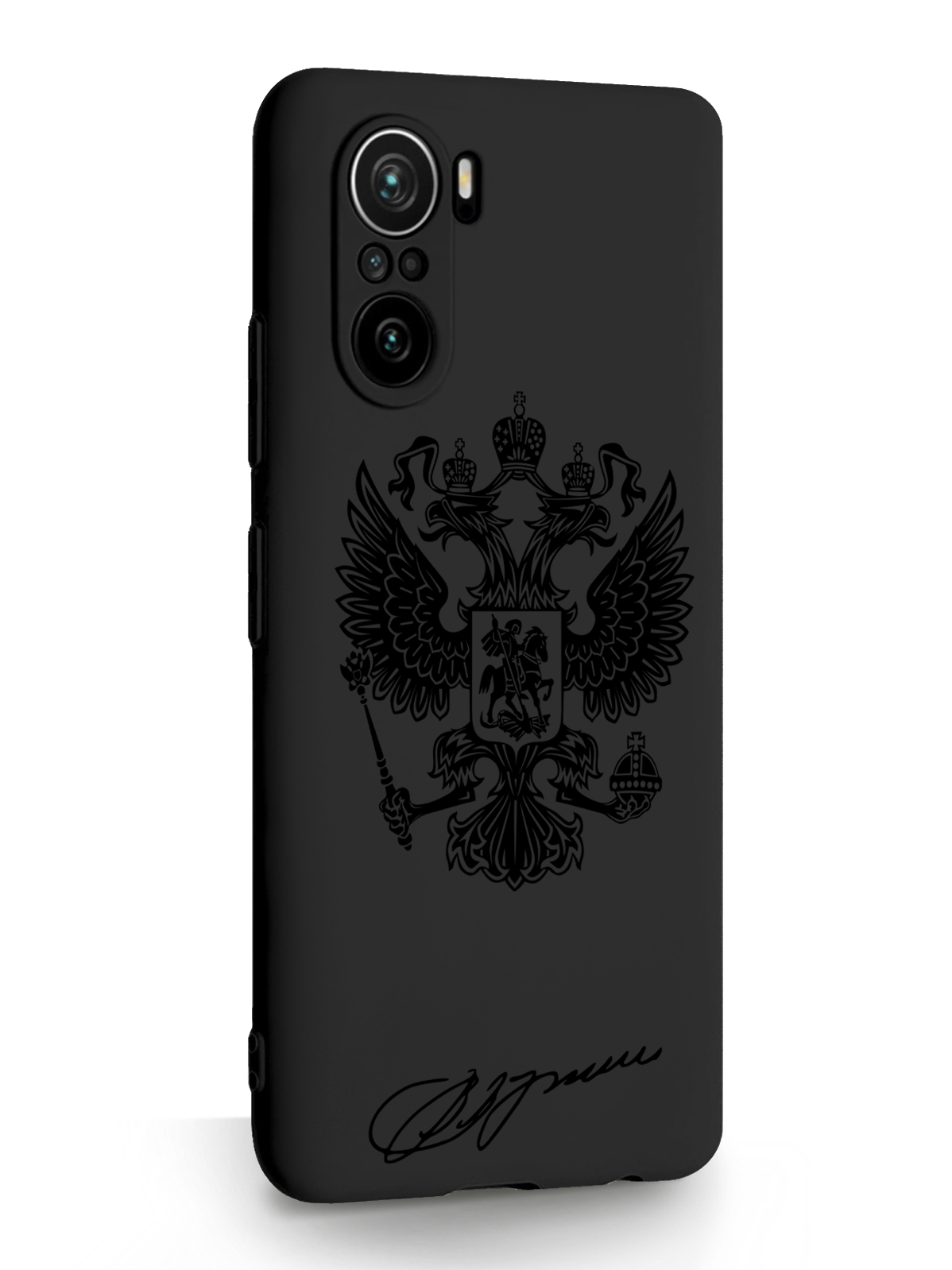 фото Чехол musthavecase для xiaomi poco f3 черный лаковый герб черный