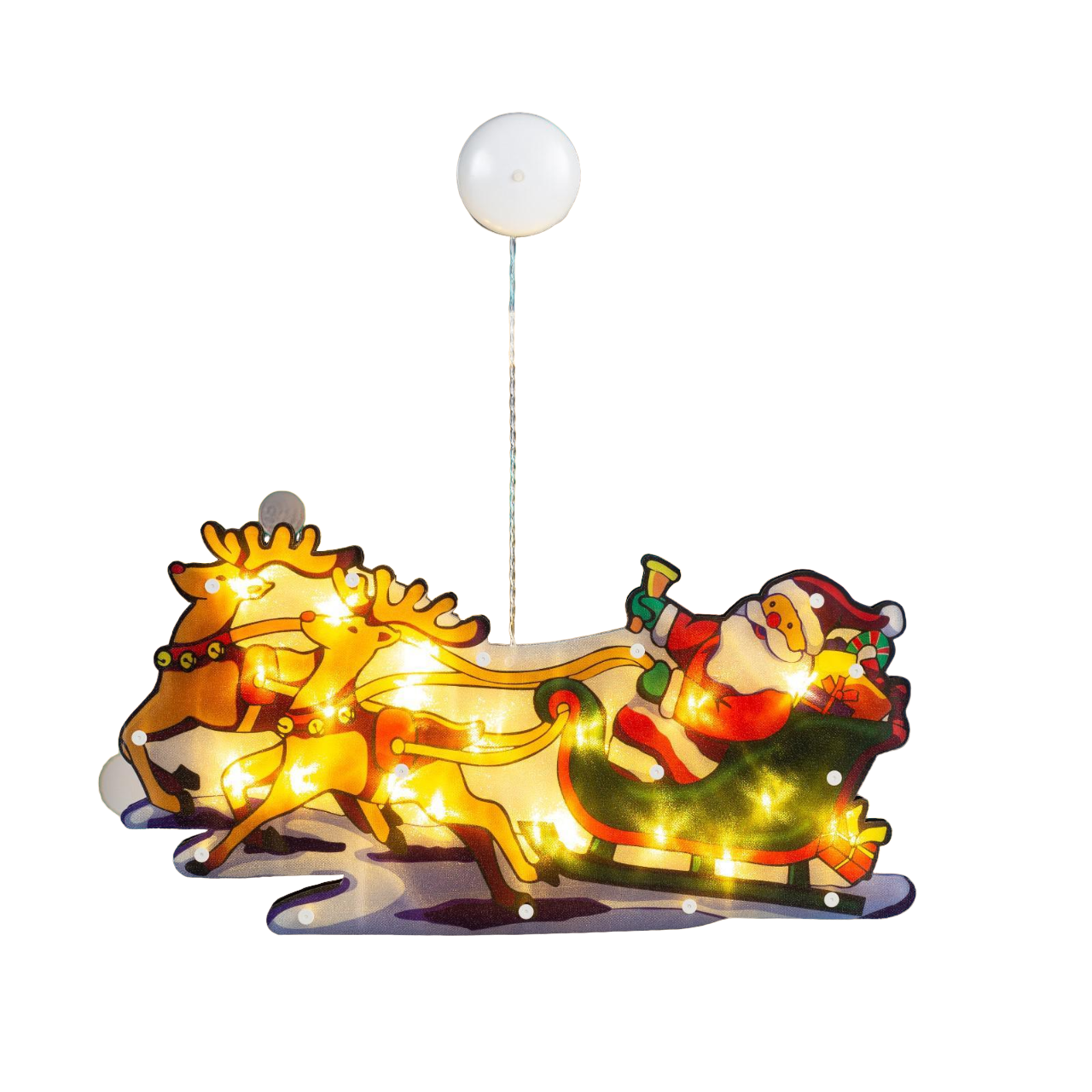 

Световая фигура Luazon Lighting Дед мороз в санях белый теплый, Дед мороз в санях