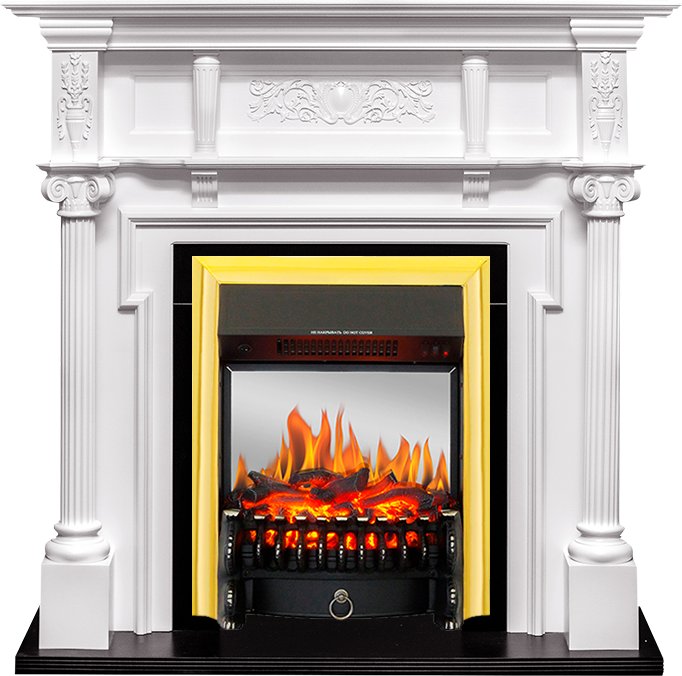 фото Каминокомплект oxford - белый с очагом fobos fx m brass royal flame