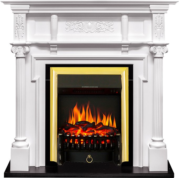 фото Каминокомплект oxford - белый с очагом fobos fx brass royal flame