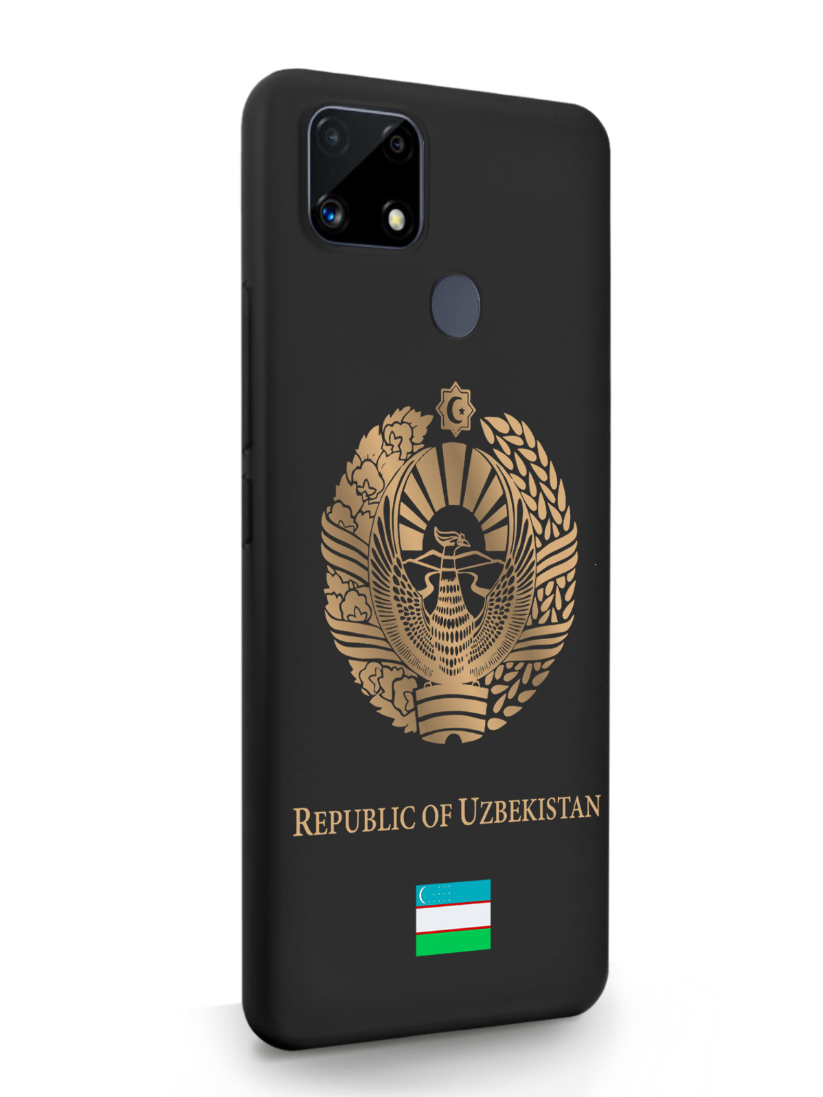 фото Чехол signumcase для realme c25s золотой герб узбекистана черный