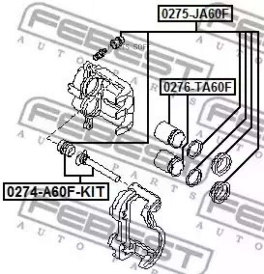 

FEBEST Комплект поршня суппорта (поршень манжет пыльник) FEBEST 0274-a60f-kit