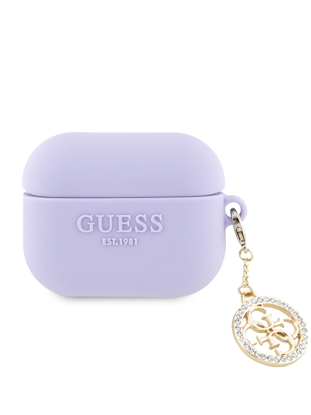 Чехол Guess для Airpods Pro silicone with 4G Diamond charm сиреневый 600014816824