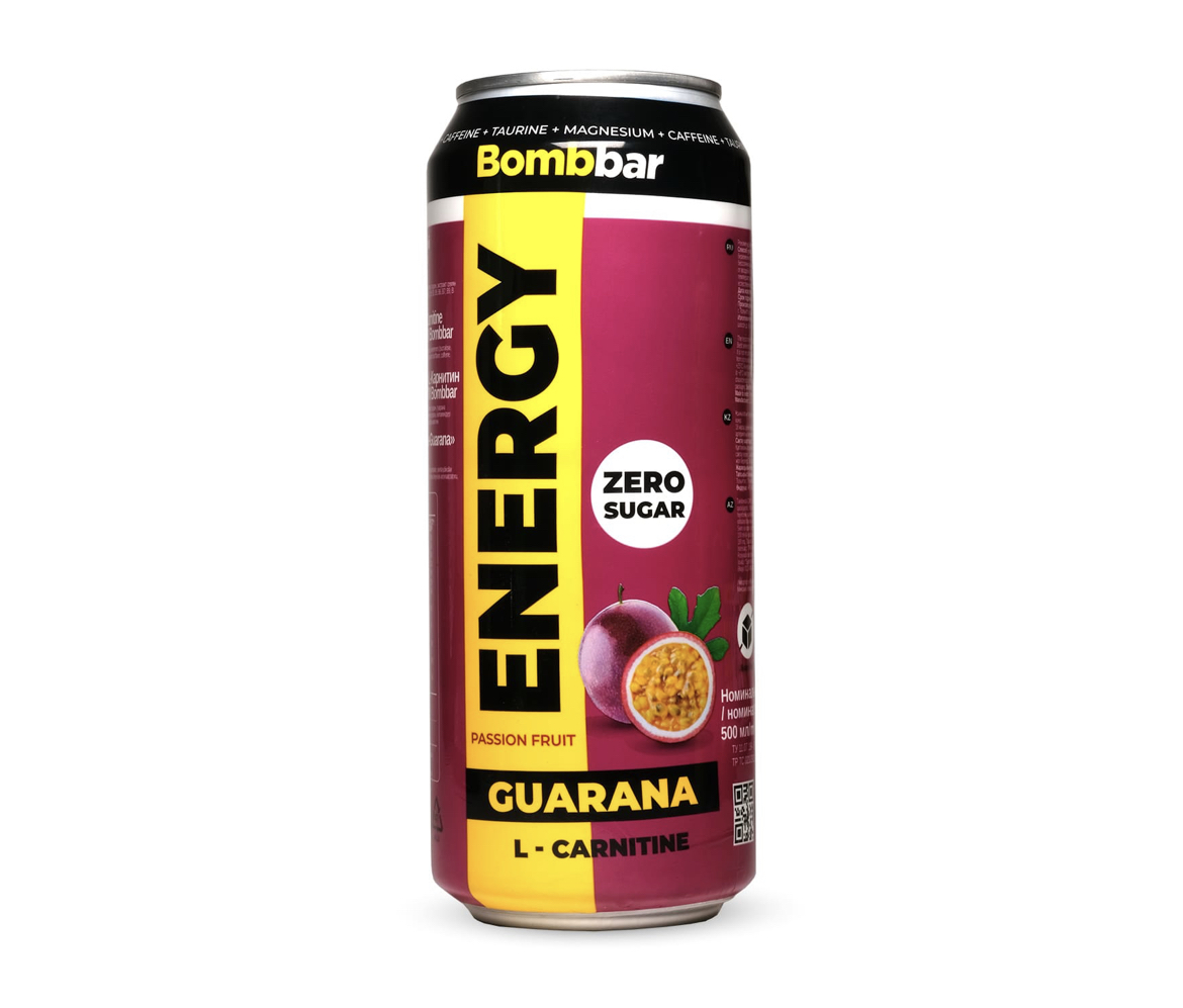 Энергетический напиток Bombbar Guarana с гуараной, вкус маракуйя, 3 шт по 500 мл