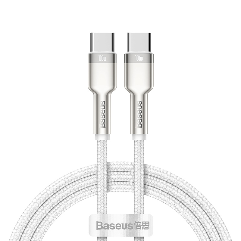 фото Кабель mobileocean baseus usb-c cafule, type-c - type-c, 5a, 100w, 1 м, белый